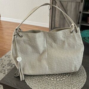 Furla Cream Textured Handbag